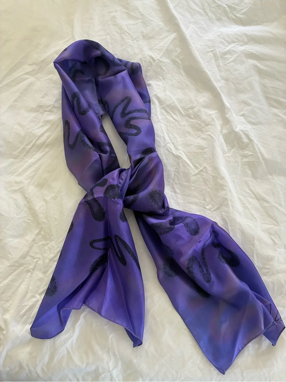 1980s Vintage Cleo France hand painted silk scarf